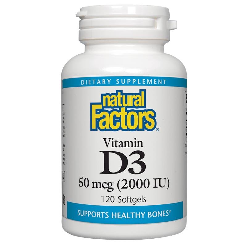 Natural Factors  Витамин D3 2000 IU   Vitamin D3 2000 IU x 120 софтгел капсули