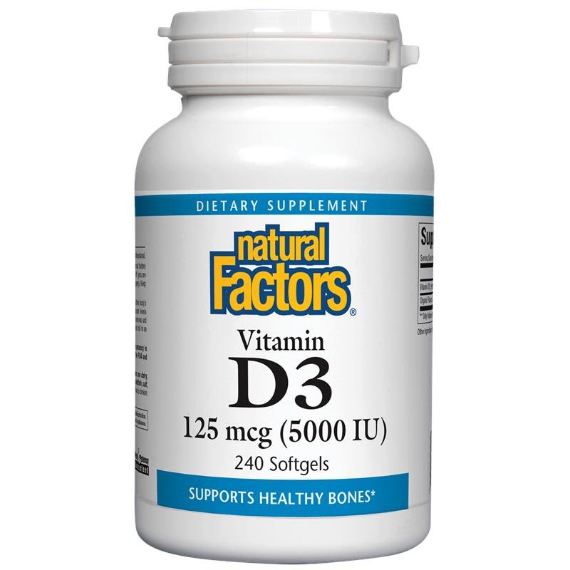 Natural Factors  Витамин D3 5000 IU   Vitamin D3 5000 IU x 240 софтгел капсули
