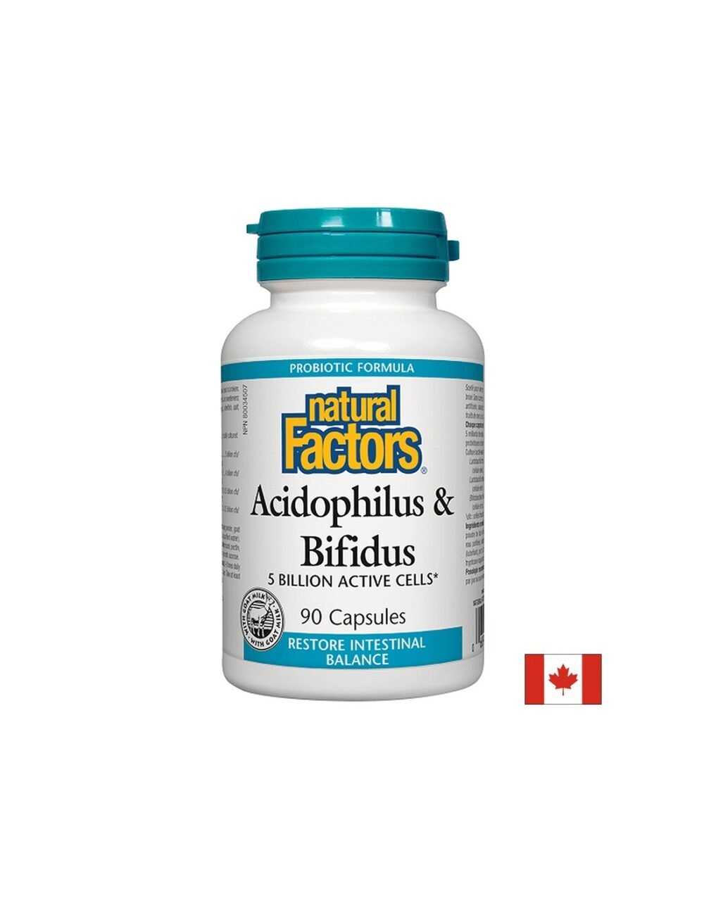 Acidophilus & Bifidus 5 Billion Active Cells / Ацидофилус бифидус, 5 милиарда активни пробиотици, 90 капсули Natural Factors