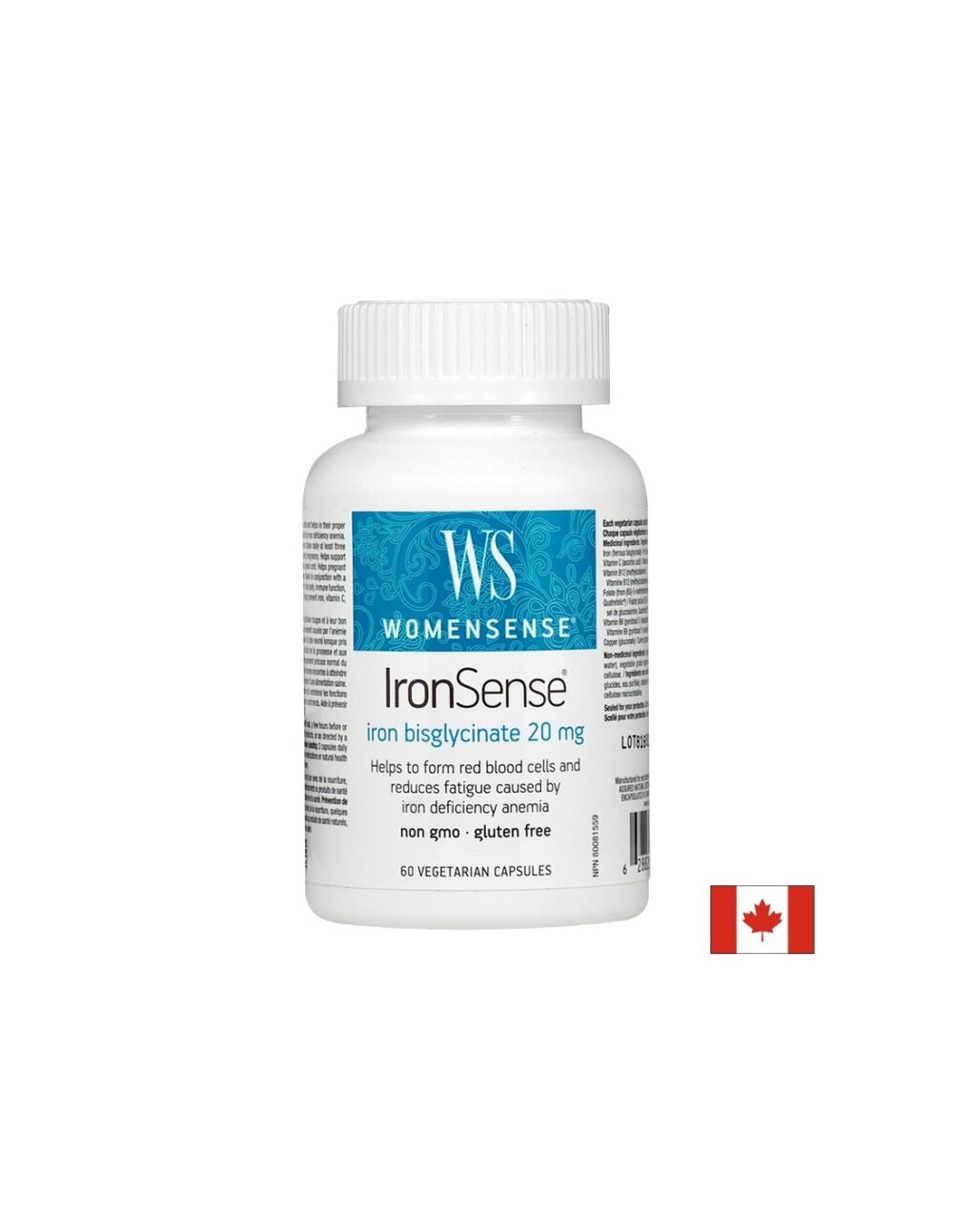 IronSense® WomenSense®/ Желязо (бисглицинат) 20 mg x 60 капсули Natural Factors