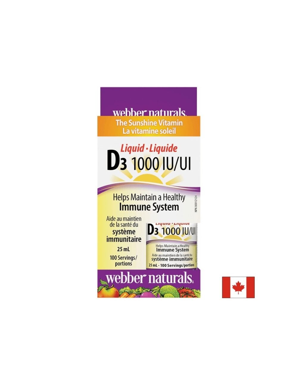 Витамин D3 /течен/ 1000 IU x 25 ml, 100 дози Webber Naturals