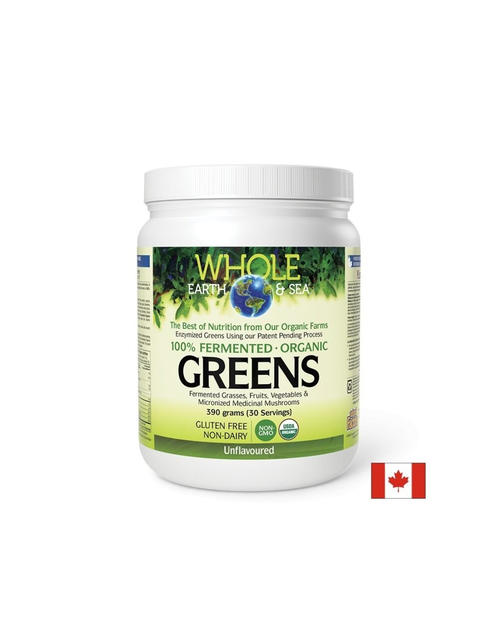 Whole Earth & Sea - 100% ферментирали органик растителни храни, неовкусен х 390 g пудра Natural Factors